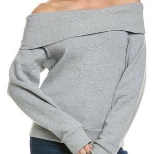 Nation Ltd 100% Cotton Barbie Off the Shoulder Grey Sweater Size Large